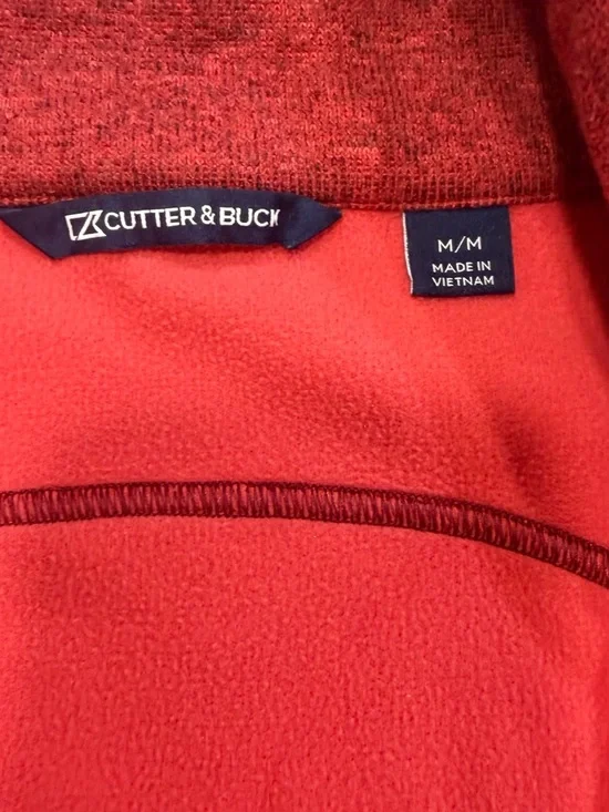 Cutter & Buck Red Heather Sleeveless Zip Vest with WSU Logo - Picture 8 of 13